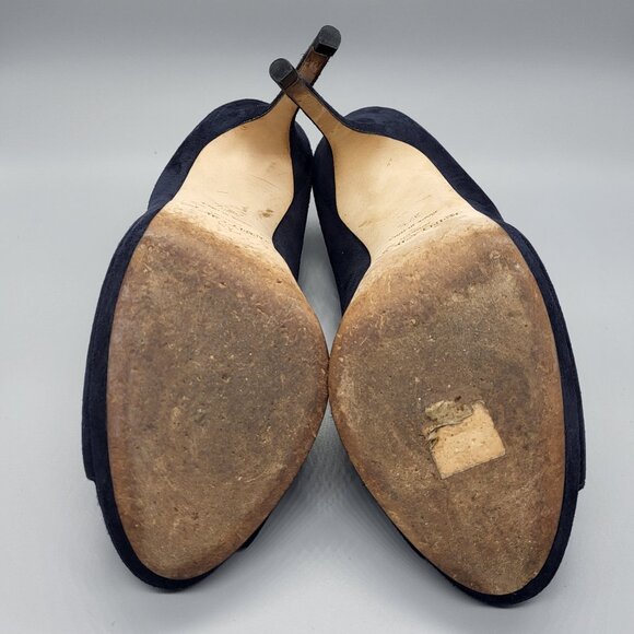 Jimmy Choo Suede Peep Toe Pumps - Picture 6 of 16